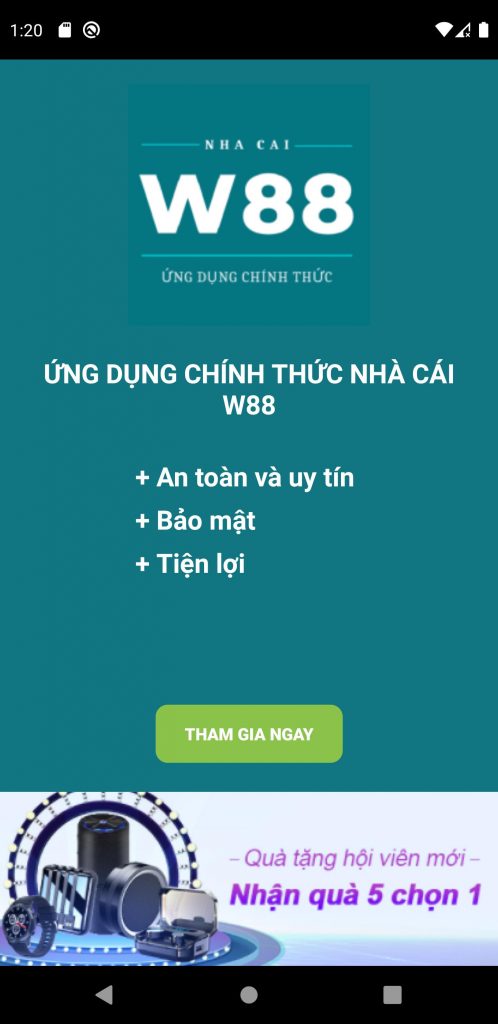 Hoàn tất tải app W88 về Android