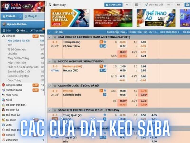 Các cửa đặt kèo saba