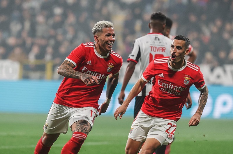 hình nền Enzo Fernández ăn mừng cùng đồng đội ở benfica