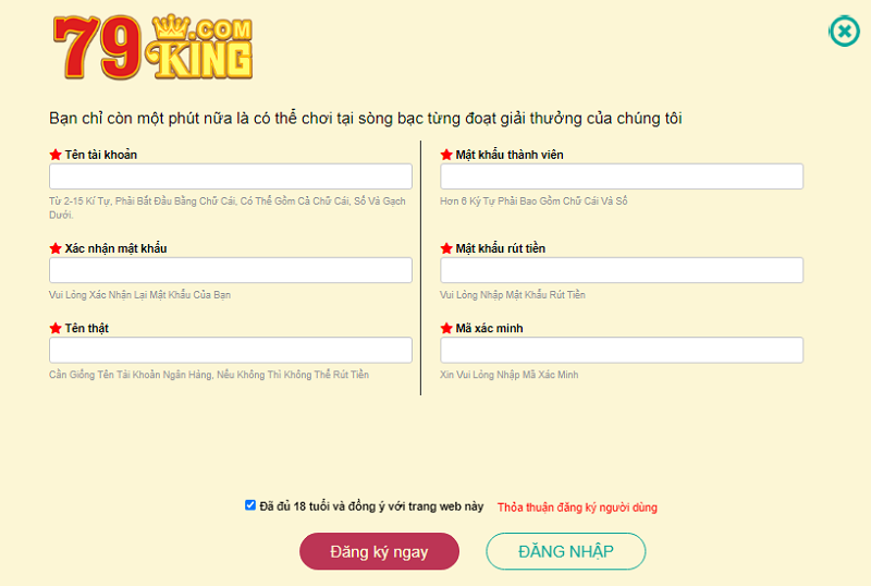 Hướng dẫn thao tác tham gia chơi game 79King