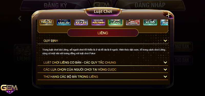 Luật chơi game bài đổi thưởng Liêng đơn giản chỉ có tại Gemwin