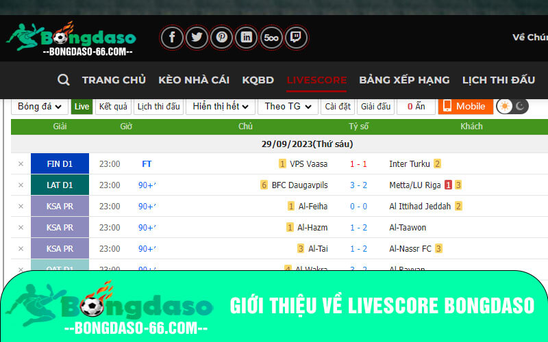 Đôi nét khái quát về livescore bongdaso