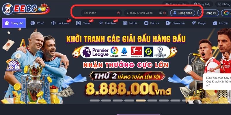 Thông tin cần điền thật cẩn thận thì mới vào được nhà cái