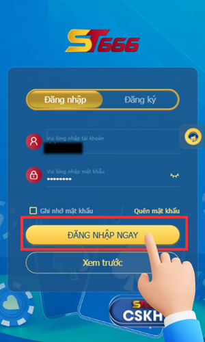 Hướng dẫn đăng nhập ST666 bước 3