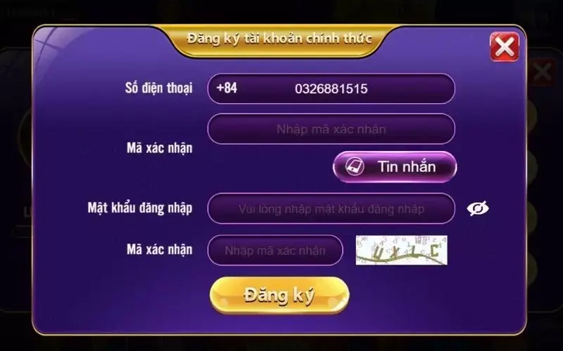 Đăng ký thông tin với cổng game