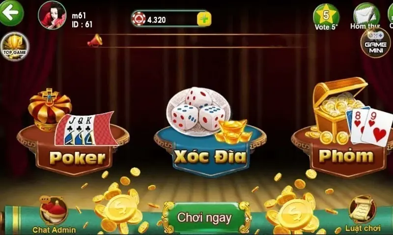 Sảnh game đối chiến với nhiều trò chơi hấp dẫn